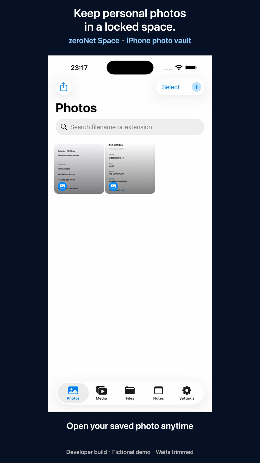 ZeroNet Space app interface demonstration
