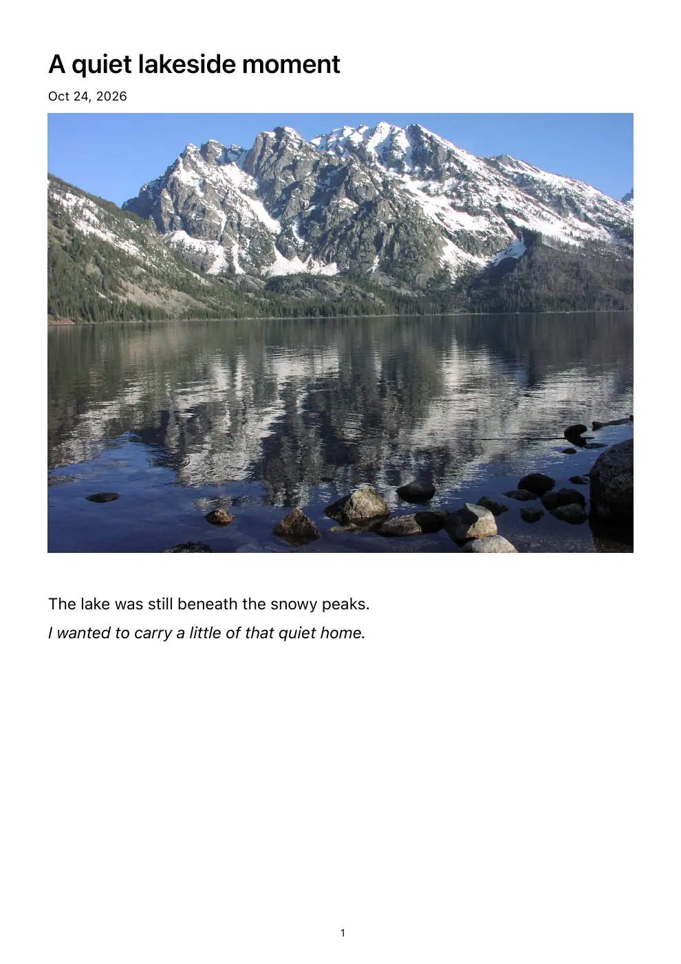 Actual exported sample PDF with fictional diary content. PDF export requires one-time VIP; this is not a photograph of a printed page.