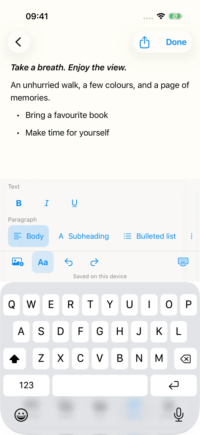 Format words and paragraphs while you write.